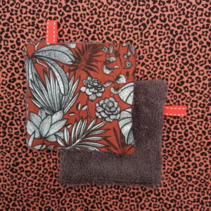 Kit couture – Un fauve dans la forêt vierge, terracotta/marron glacé – 5 lingettes démaquillantes